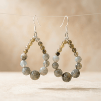 Natural Labradorite Beaded Drop Earrings