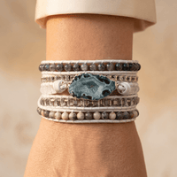 Boho Labradorite Druzy Silver Wrap Bracelet
