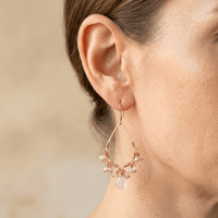Rose Quartz Gold Teardrop Chandelier Earrings