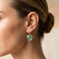 Boho Green Aventurine Heart Earrings