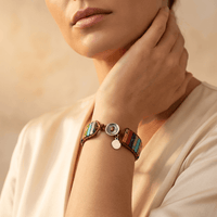 Colorful Rainbow Jasper Leather Wrap Bracelet
