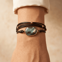 Natural Labradorite Gold Wrap Bracelet