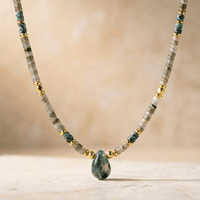 Natural Labradorite African Turquoise Teardrop Necklace