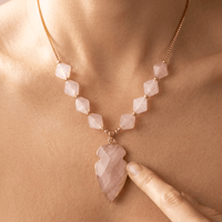 Rose Quartz Gold Arrow Pendant Necklace