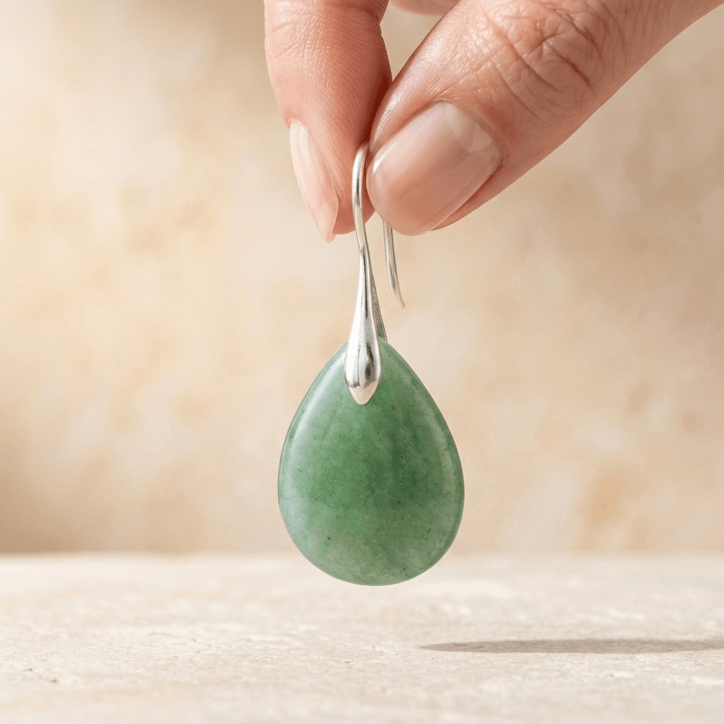 Green Aventurine Silver Drop Earrings