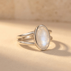 Natural Moonstone Oval Silver Statement Ring
