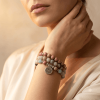 Natural Rhodonite Amazonite Mala Bead Bracelet
