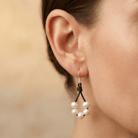 Pearl Leather Drop Earrings Women