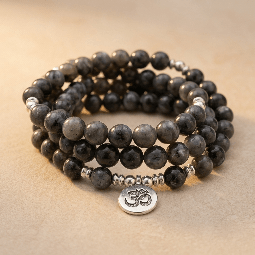 Natural Labradorite Stone Mala Bead Bracelet