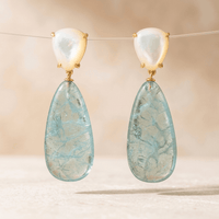 Green Fluorite Pearl Teardrop Drop Earrings