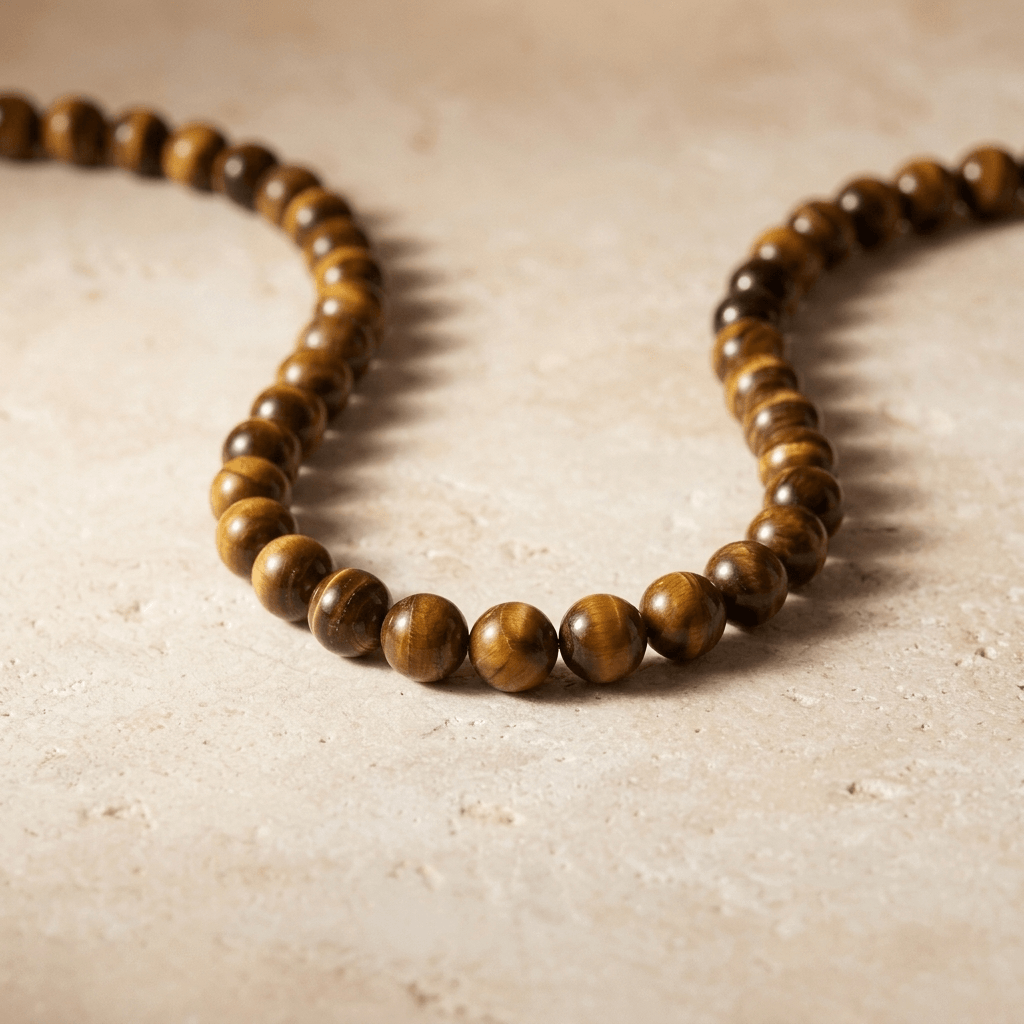 Natural Tiger Eye Round Bead Necklace