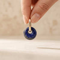 Natural Lapis Lazuli Gold Hoop Earrings