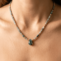 Natural Labradorite African Turquoise Teardrop Necklace