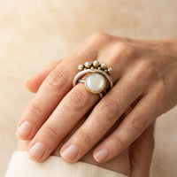 Bohemian Gold Mother Of Pearl Multi Ring