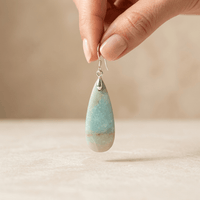 Natural Amazonite Silver Teardrop Earrings