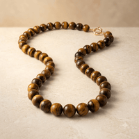 Natural Tiger Eye Round Bead Necklace