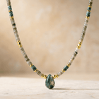 Natural Labradorite African Turquoise Teardrop Necklace