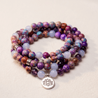 Purple Amethyst Jasper Beaded Mala Bracelet