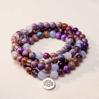 Purple Amethyst Jasper Beaded Mala Bracelet