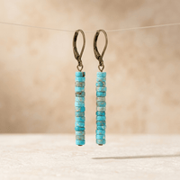 Turquoise Stone Beaded Lever Back Earrings