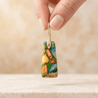Colorful Mosaic Jasper Gold Drop Earrings