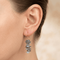 Natural Labradorite Gold Stacked Drop Earrings