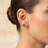 Gold Moon Sun Cubic Zirconia Stud Earrings