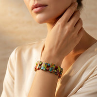 Multicolor Natural Stone Rectangular Bar Bracelet