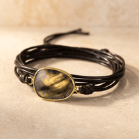 Natural Labradorite Gold Wrap Bracelet