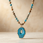 Blue Agate Gold Druzy Pendant Necklace