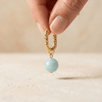 Asymmetrical Amazonite Gold Hoop Earrings