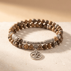 Natural Mookaite Om Charm Beaded Bracelet
