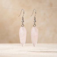 Rose Quartz Silver Teardrop Earrings