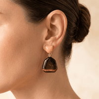Tiger Eye Peach Stone Gold Drop Earrings