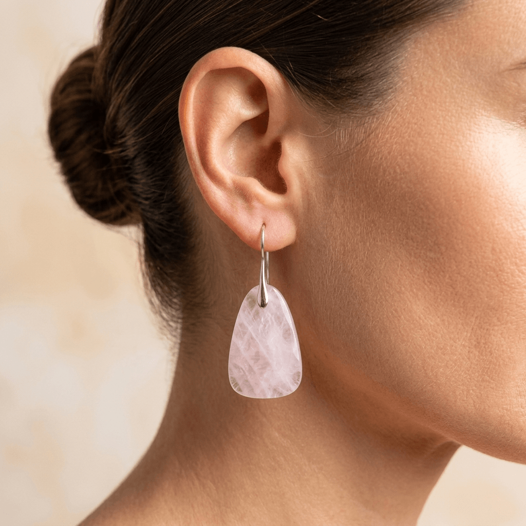 Rose Quartz Sterling Silver Teardrop Earrings