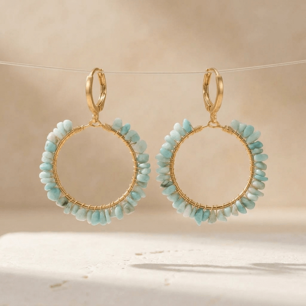 Balancing Amazonite Hoop Earrings