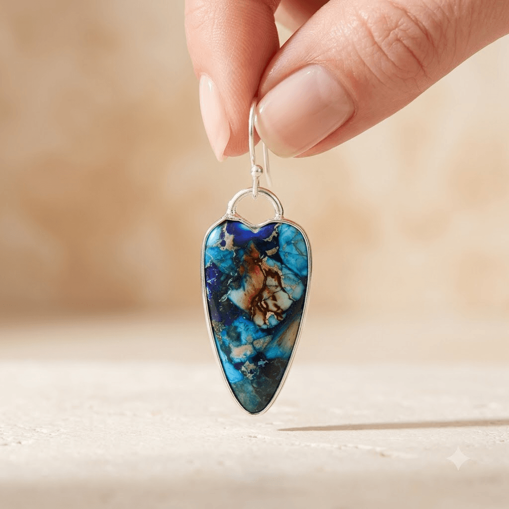 Azurite Blue Turquoise Sterling Silver Teardrop Earrings
