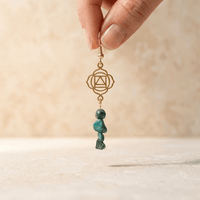 Natural Chrysocolla Gold Chakra Drop Earrings