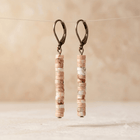 Natural Jasper Stacked Tube Dangle Earrings