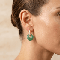 Green Aventurine Gold Hoop Earrings