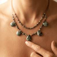 Natural Agate Teardrop Beaded Layered Necklace