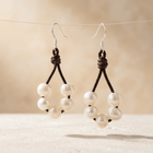 Pearl Leather Drop Earrings Women