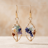 Chakra Gemstone Gold Wire Earrings