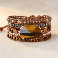 Natural Tiger Eye Jasper Beaded Wrap Bracelet