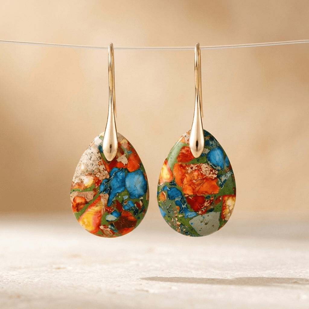 Colorful Resin Gold Teardrop Earrings