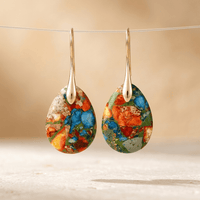 Colorful Resin Gold Teardrop Earrings