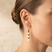 Handmade Silver Freshwater Pearl Leather Drop Earrings