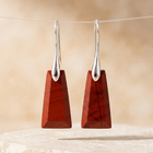 Red Jasper Silver Trapezoid Drop Earrings