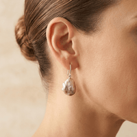 Elegant Silver Baroque Freshwater Pearl Earrings