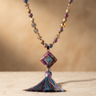 Handmade Purple Jasper Diamond Tassel Necklace